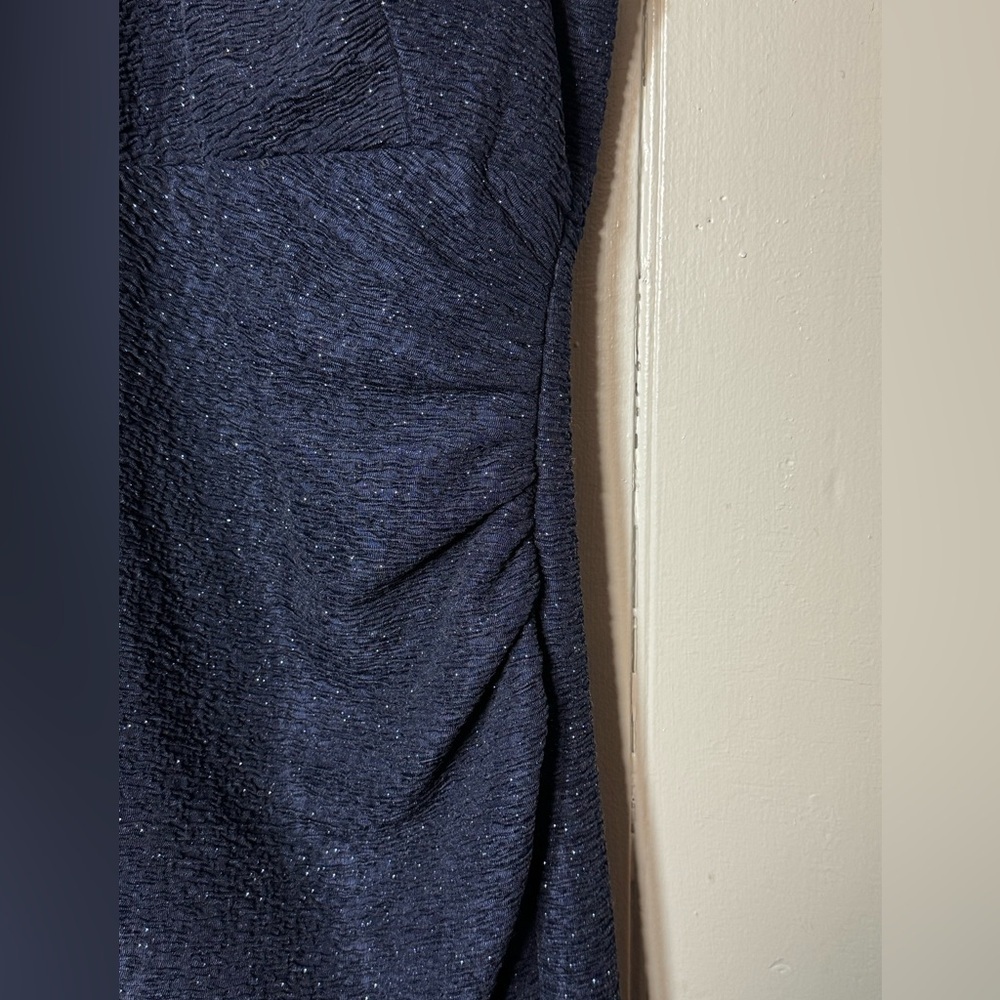 EUC Eliza J Navy Sparkle Dress with Halter Style Neckline and Rhinestone Accents - Picture 4 of 9